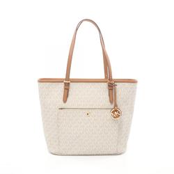 Michael Kors JET SET ITEM LG TZ SNAP PCKT TOTE Tote bag Bag Coated canvas Leather Women's White Brown 30S7GTTT7B