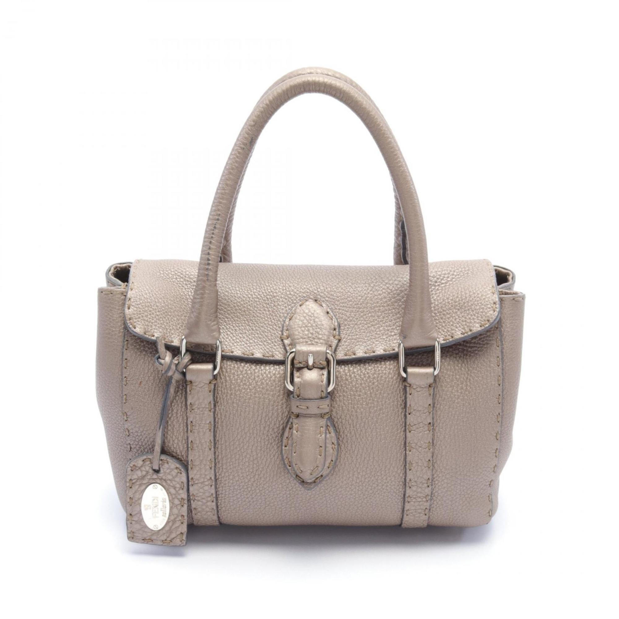 FENDI Selleria Linda handbag, leather bag, women's, beige, 8BR486