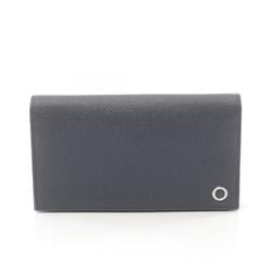 BVLGARI Bi-fold long wallet Leather Men's Women's Navy