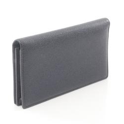 BVLGARI Bi-fold long wallet Leather Men's Women's Navy