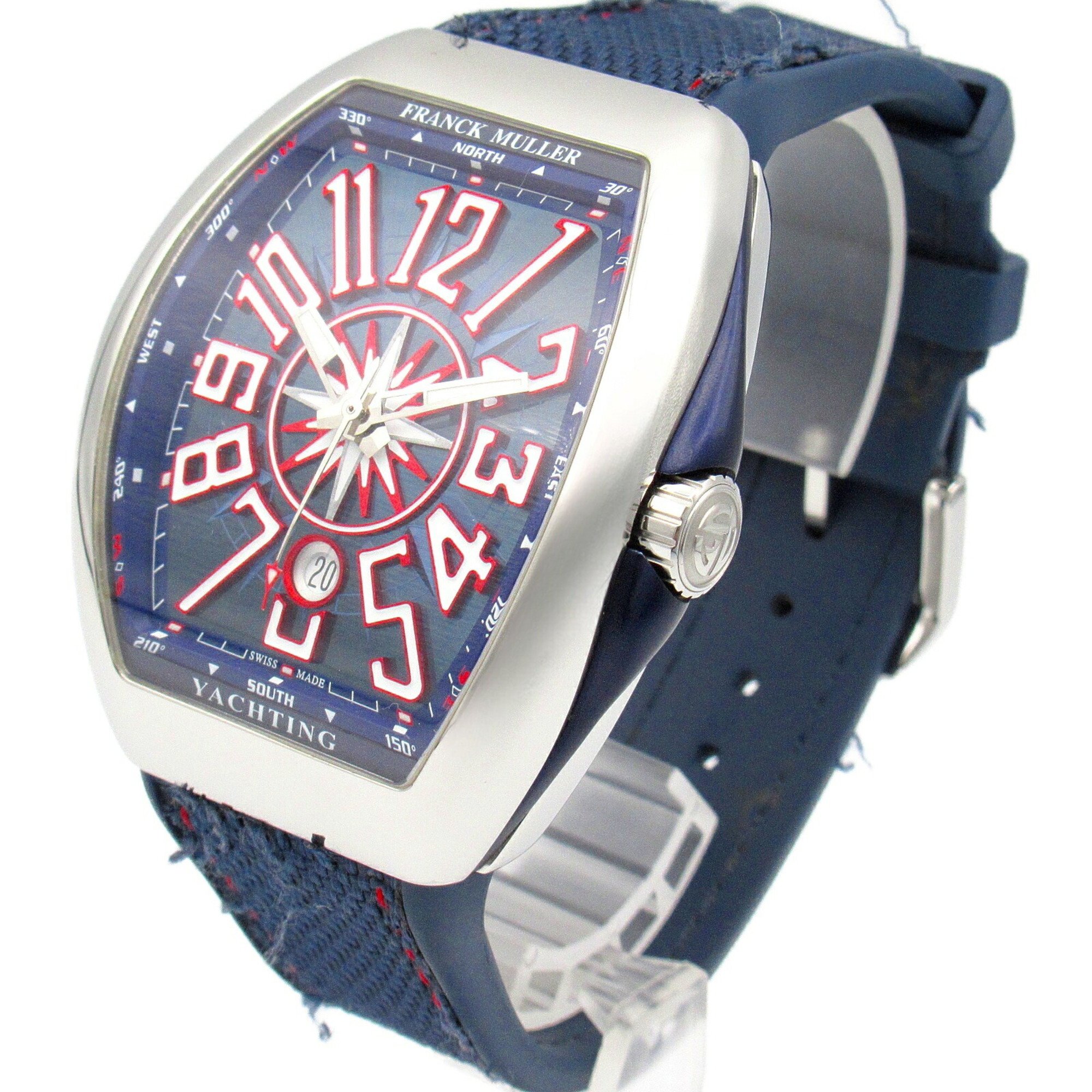 Franck Muller Vanguard Yachting Watch Stainless Steel Rubber Strap Men's Blue V45SCDTACBL