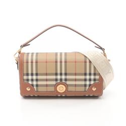 Burberry Check Handbag Bag Coated Canvas Leather Women's Beige Brown Multicolor 8092048