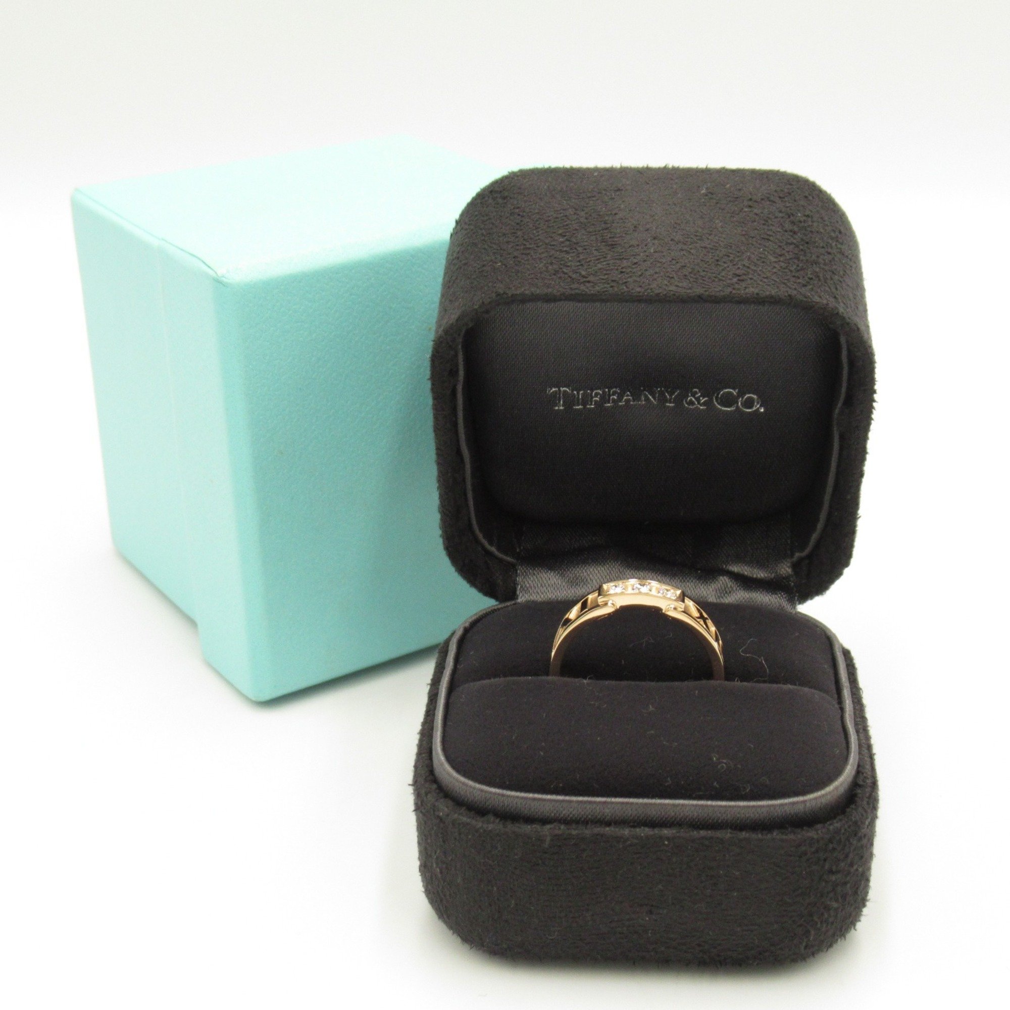 Tiffany & Co. Atlas 3P Diamond Ring, K18PG (pink gold), diamond, ladies, clear