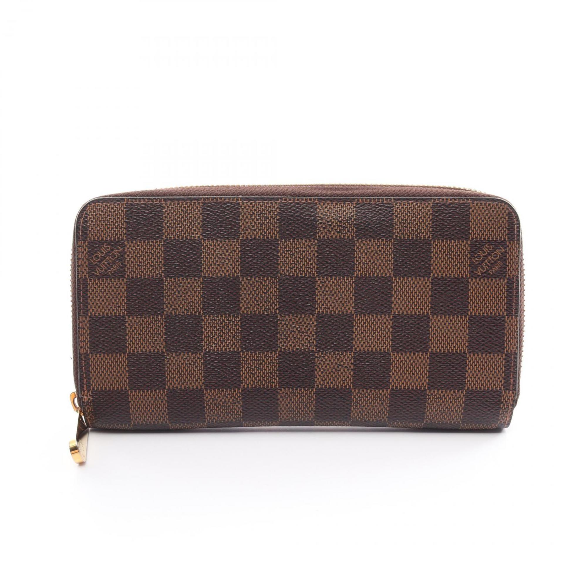 Louis Vuitton LOUIS VUITTON Zippy Wallet Damier Ebene Round Long Coated Canvas Men's Women's Brown N60015