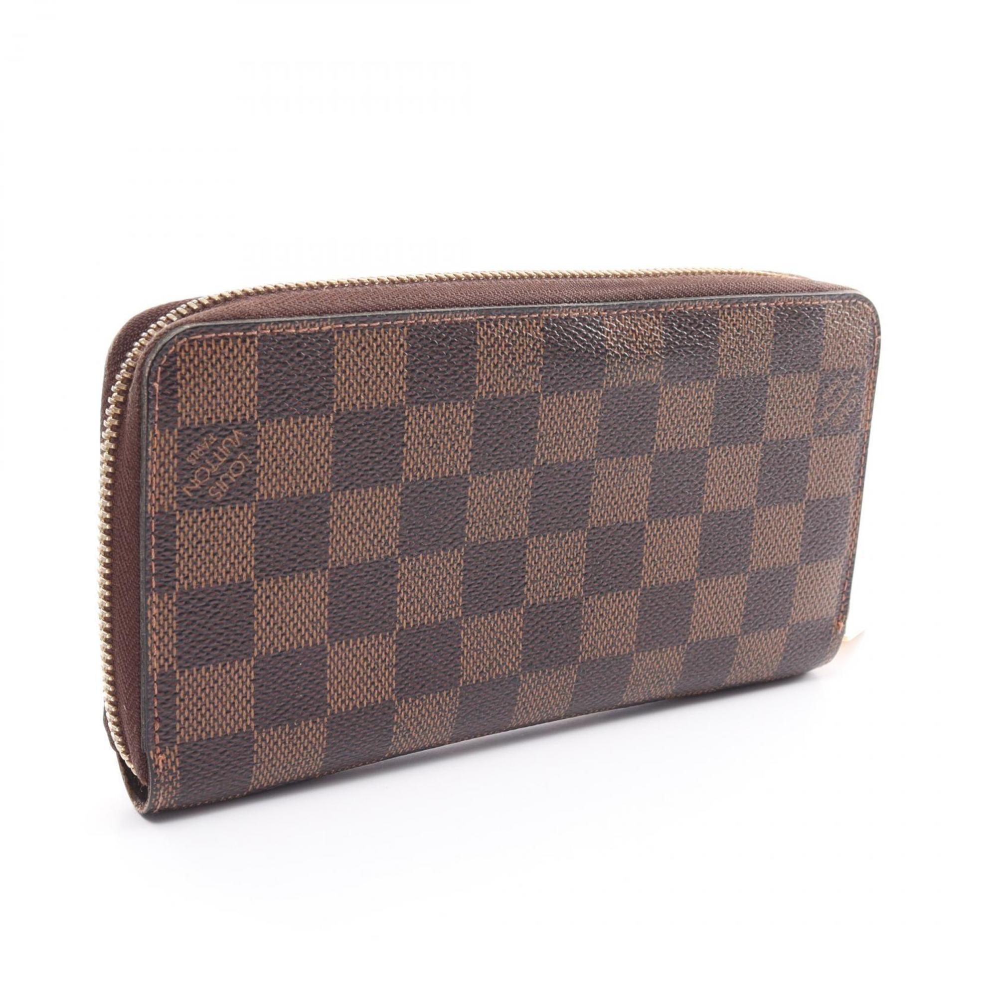 Louis Vuitton LOUIS VUITTON Zippy Wallet Damier Ebene Round Long Coated Canvas Men's Women's Brown N60015