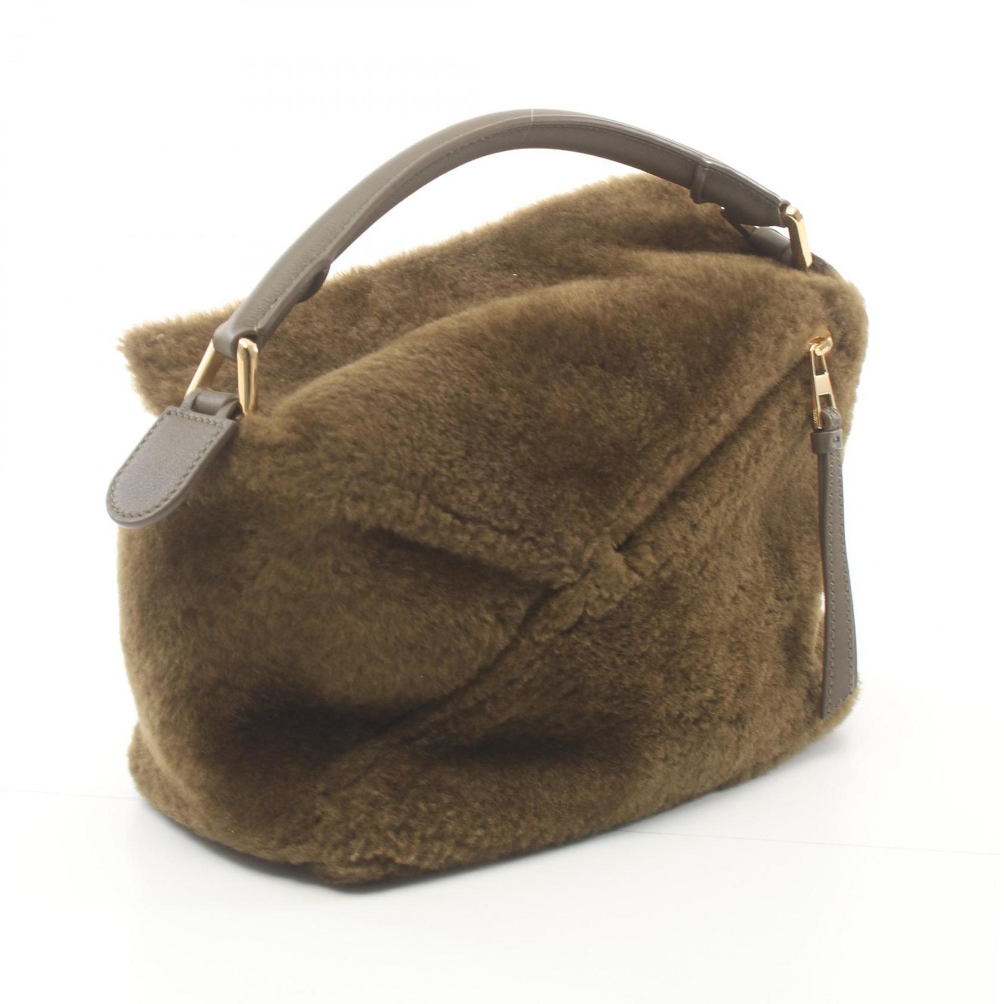 LOEWE PUZZLE SMALL Puzzle Bag Small Handbag Shearling Women's Khaki