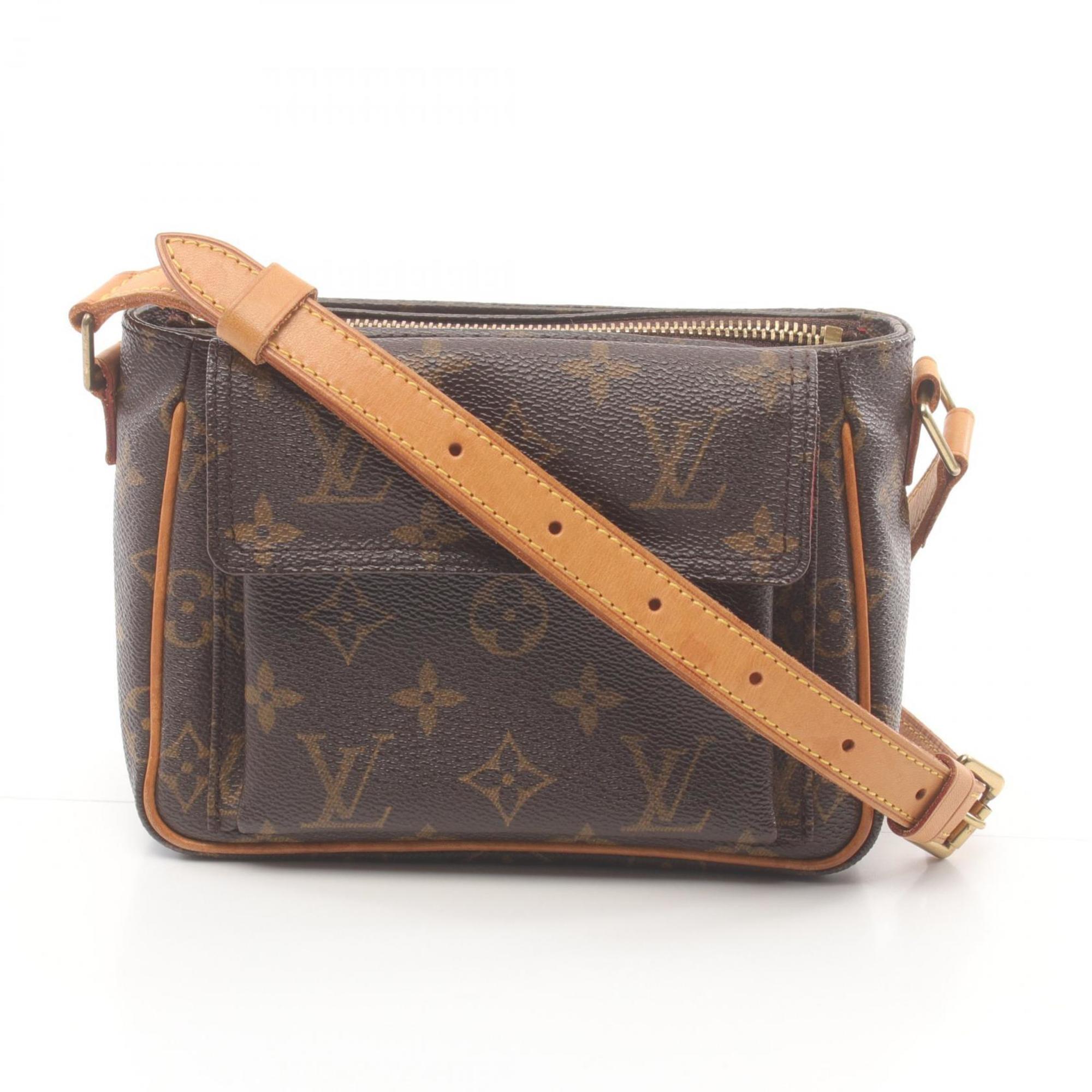 Louis Vuitton Vivacite PM Shoulder Bag, Coated Canvas, Leather, Monogram, Women's, Brown, M51165