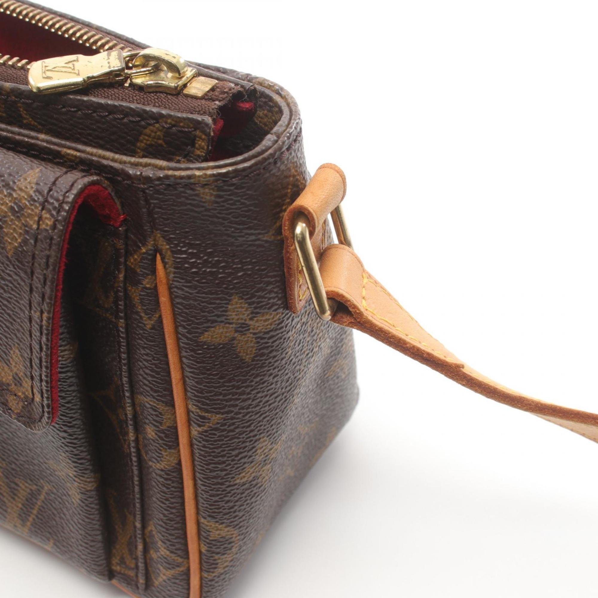 Louis Vuitton Vivacite PM Shoulder Bag, Coated Canvas, Leather, Monogram, Women's, Brown, M51165