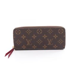 Louis Vuitton LOUIS VUITTON Portefeuille Clemence Round Long Wallet Coated Canvas Leather Monogram Women's Brown Pink M60742