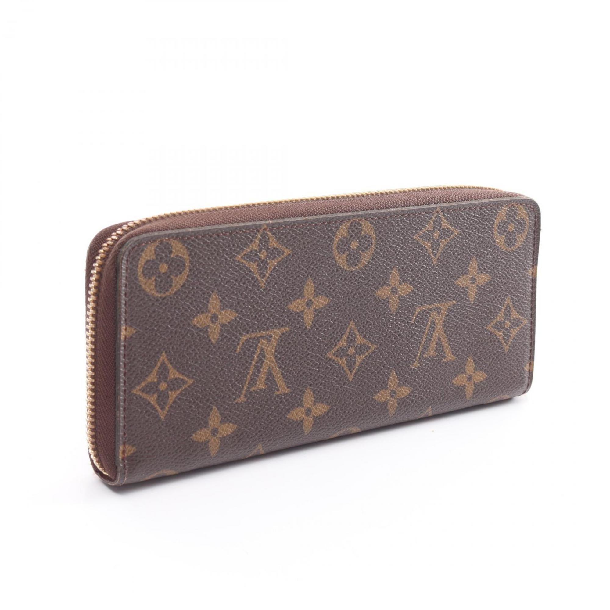 Louis Vuitton LOUIS VUITTON Portefeuille Clemence Round Long Wallet Coated Canvas Leather Monogram Women's Brown Pink M60742