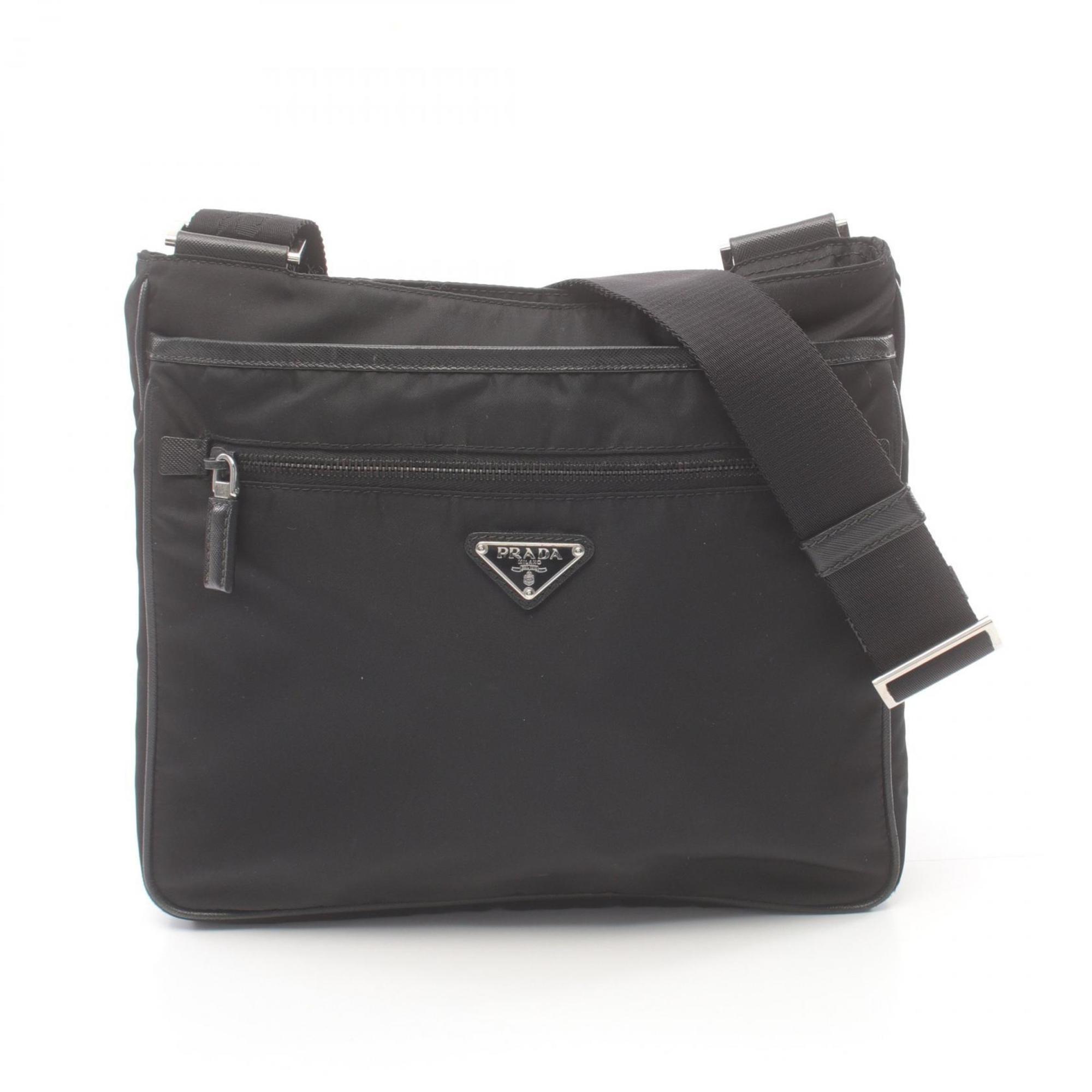 PRADA Shoulder Bag Nylon Leather Women's Black