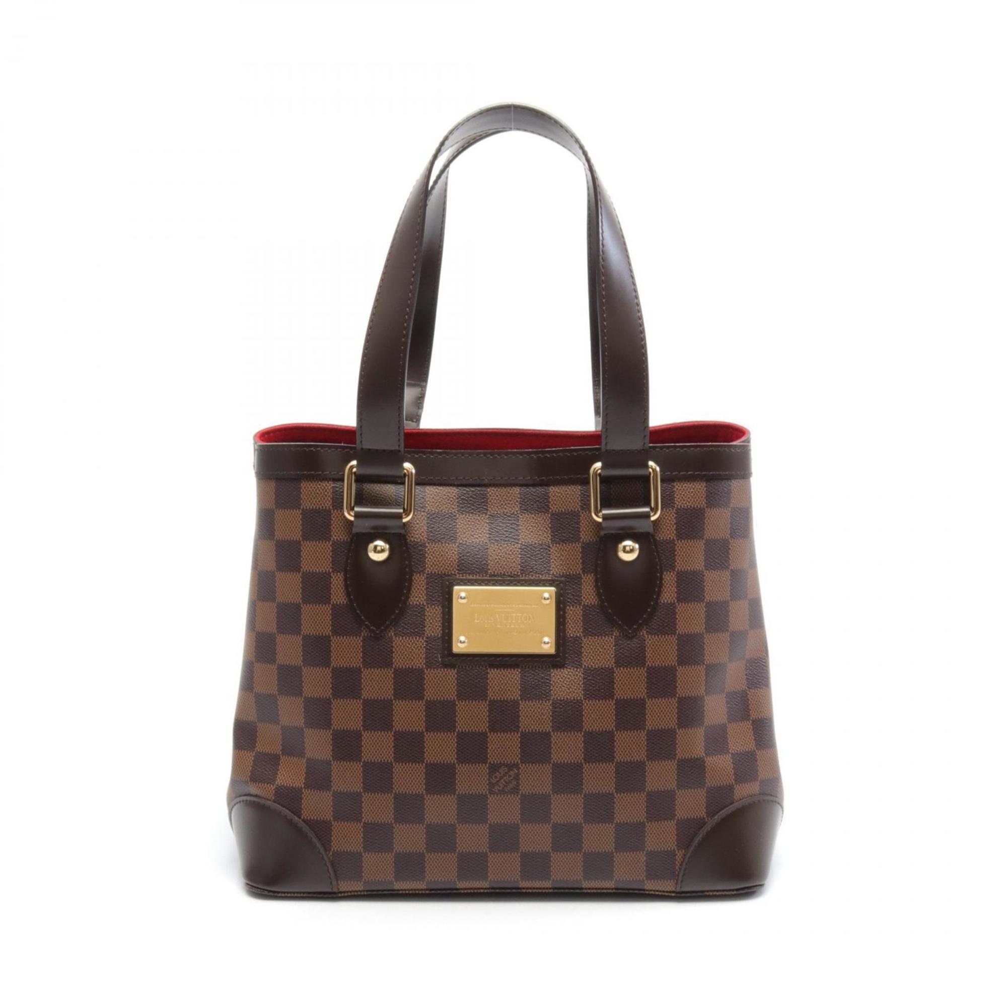 Louis Vuitton Hampstead PM Tote Bag, Coated Canvas, Leather, Damier, Women's, Brown, N51205