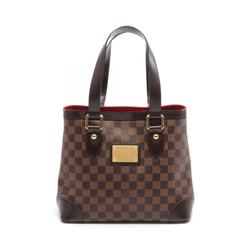 Louis Vuitton Hampstead PM Tote Bag, Coated Canvas, Leather, Damier, Women's, Brown, N51205