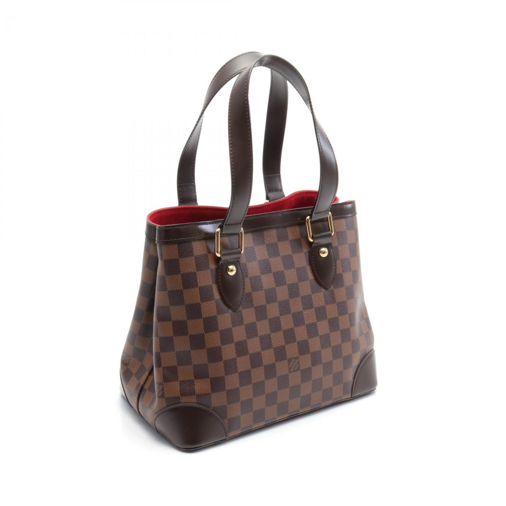 Louis Vuitton Hampstead PM Tote Bag, Coated Canvas, Leather, Damier, Women's, Brown, N51205