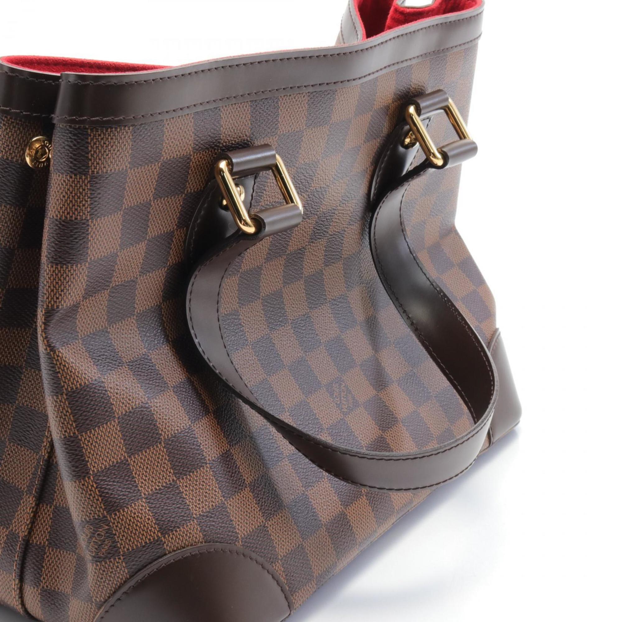 Louis Vuitton Hampstead PM Tote Bag, Coated Canvas, Leather, Damier, Women's, Brown, N51205