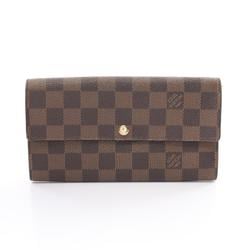 Louis Vuitton LOUIS VUITTON Portefeuille Sarah Damier Ebene Bi-fold Long Wallet Coated Canvas Leather Women's Brown N61734