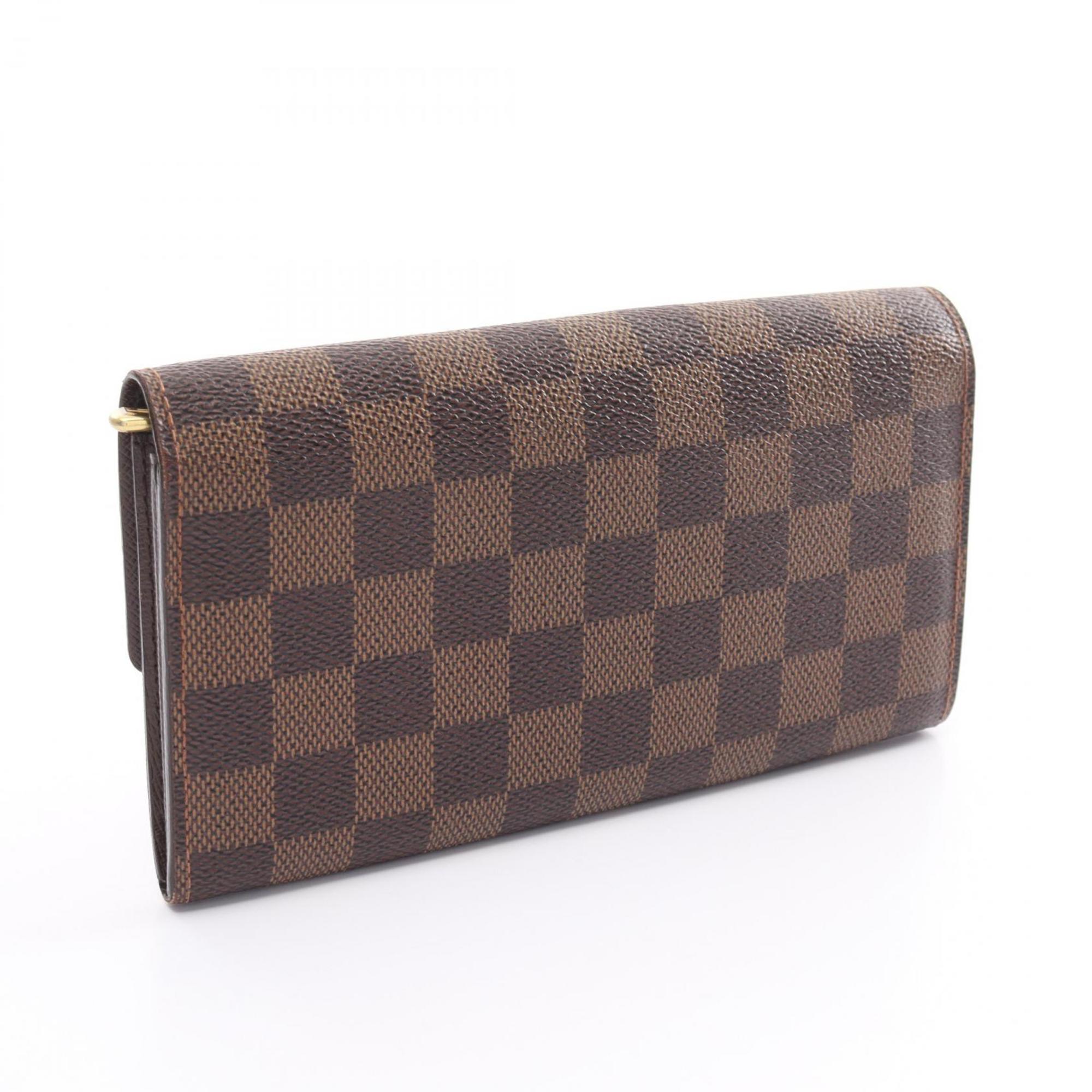 Louis Vuitton LOUIS VUITTON Portefeuille Sarah Damier Ebene Bi-fold Long Wallet Coated Canvas Leather Women's Brown N61734