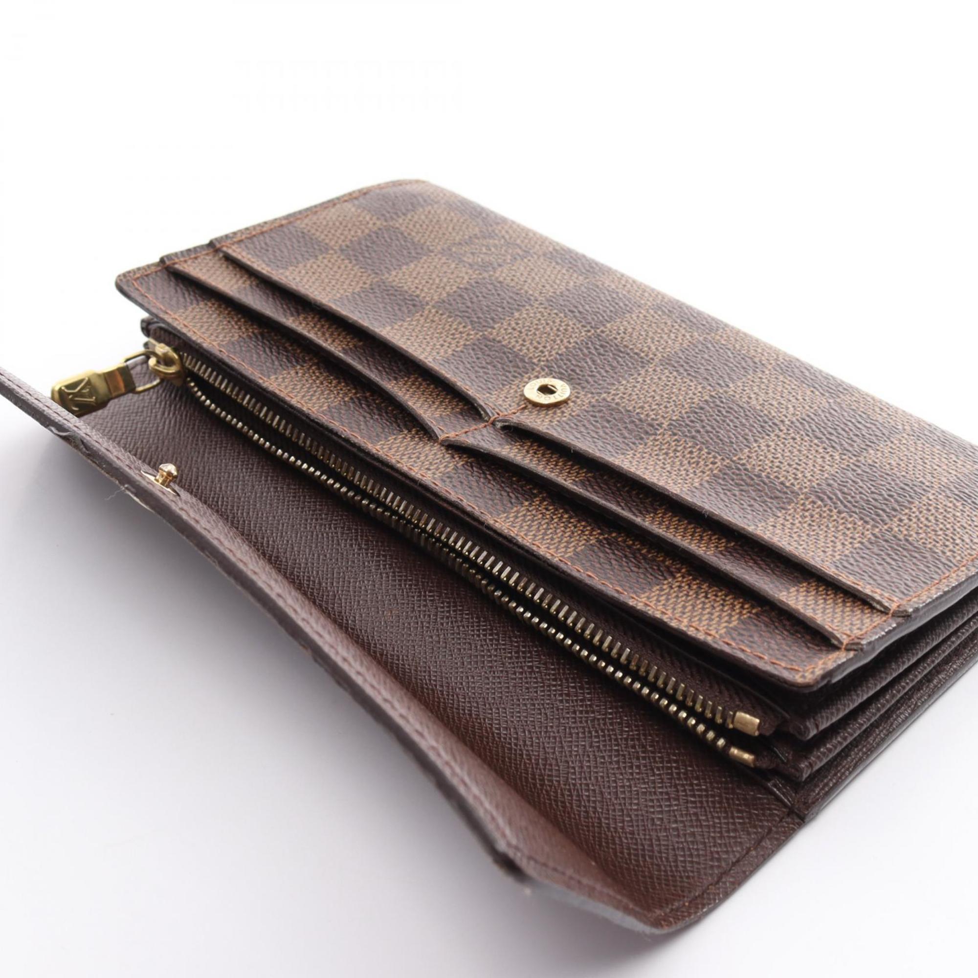 Louis Vuitton LOUIS VUITTON Portefeuille Sarah Damier Ebene Bi-fold Long Wallet Coated Canvas Leather Women's Brown N61734