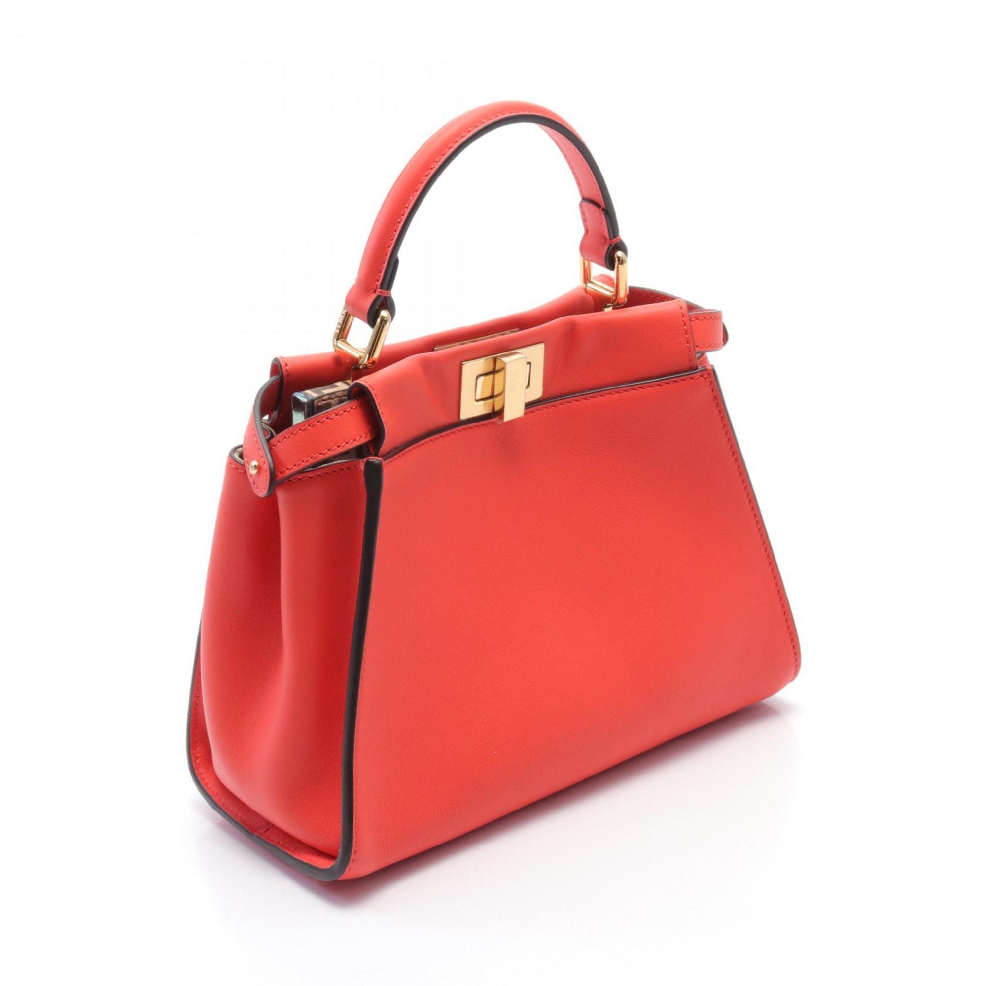 FENDI Peekaboo Handbag Bag Leather Women's Red 8BN244