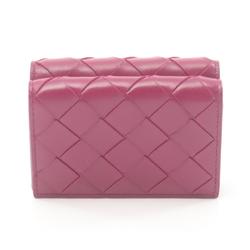 BOTTEGA VENETA Intrecciato Tri-fold Wallet Leather Women's Purple