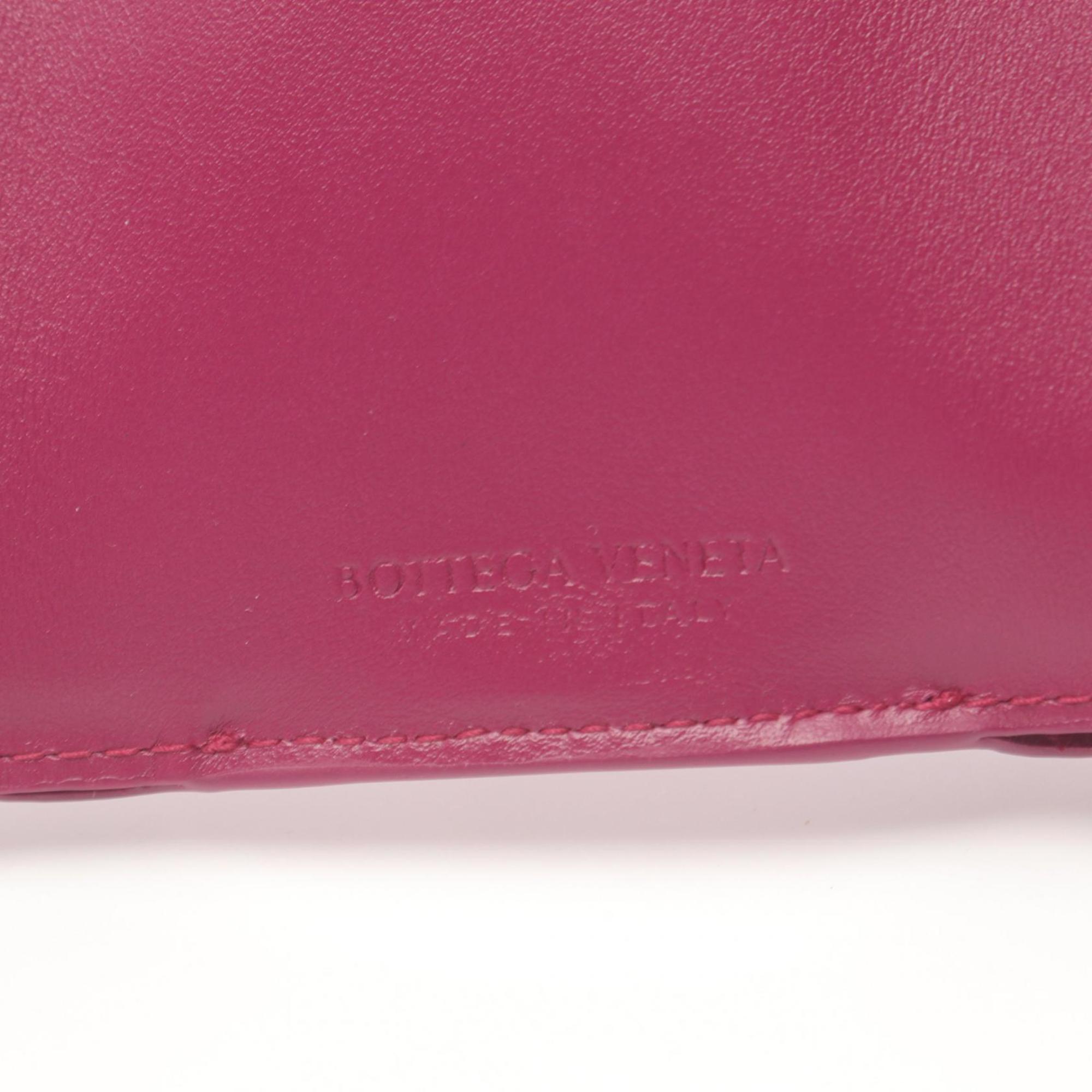 BOTTEGA VENETA Intrecciato Tri-fold Wallet Leather Women's Purple