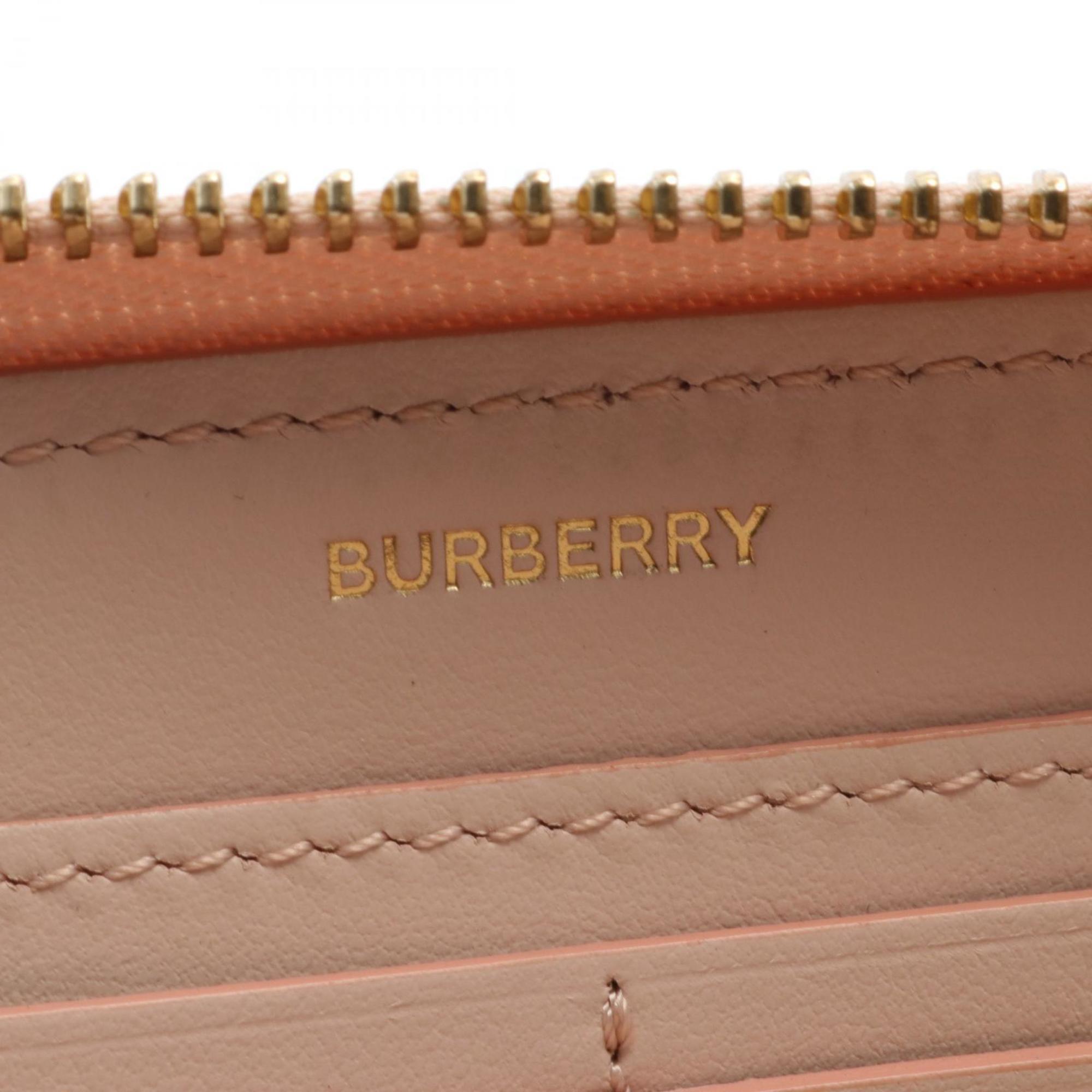 Burberry TB Monogram Round Long Wallet Leather Women's Pink