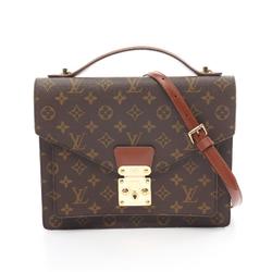 Louis Vuitton Montsor handbag, coated canvas, leather, monogram, women's, brown, M51185