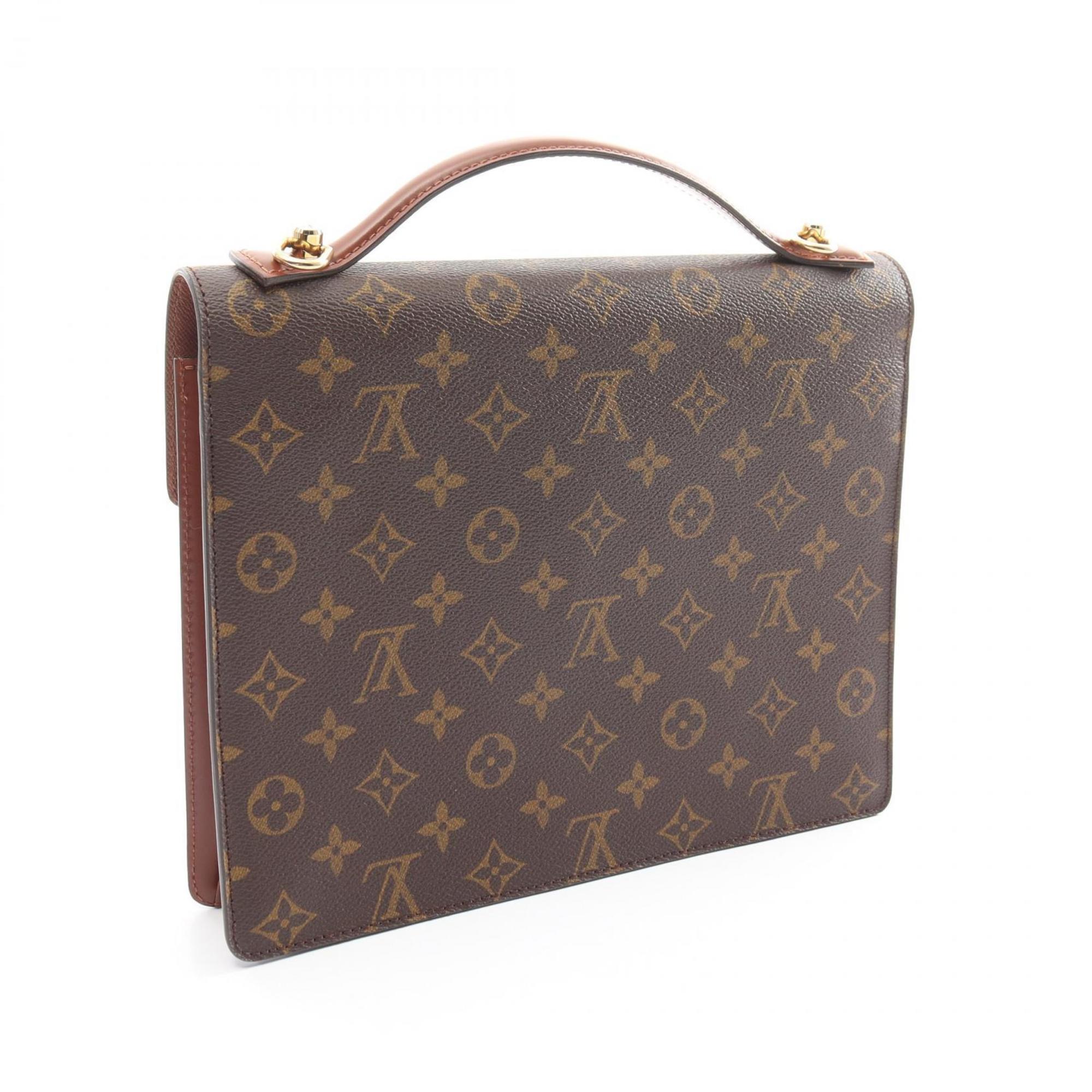 Louis Vuitton Montsor handbag, coated canvas, leather, monogram, women's, brown, M51185