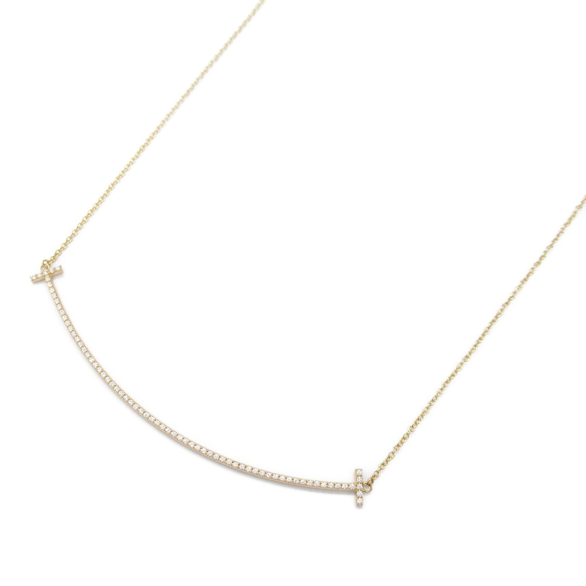 Tiffany & Co. T Smile Large Diamond Necklace K18 (Yellow Gold) Ladies Clear