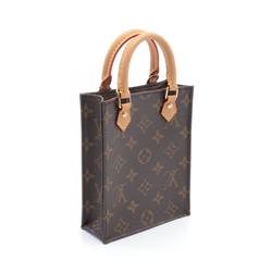 Louis Vuitton Petite Sac Plat Handbag Bag Coated Canvas Leather Monogram Women's Brown M69442