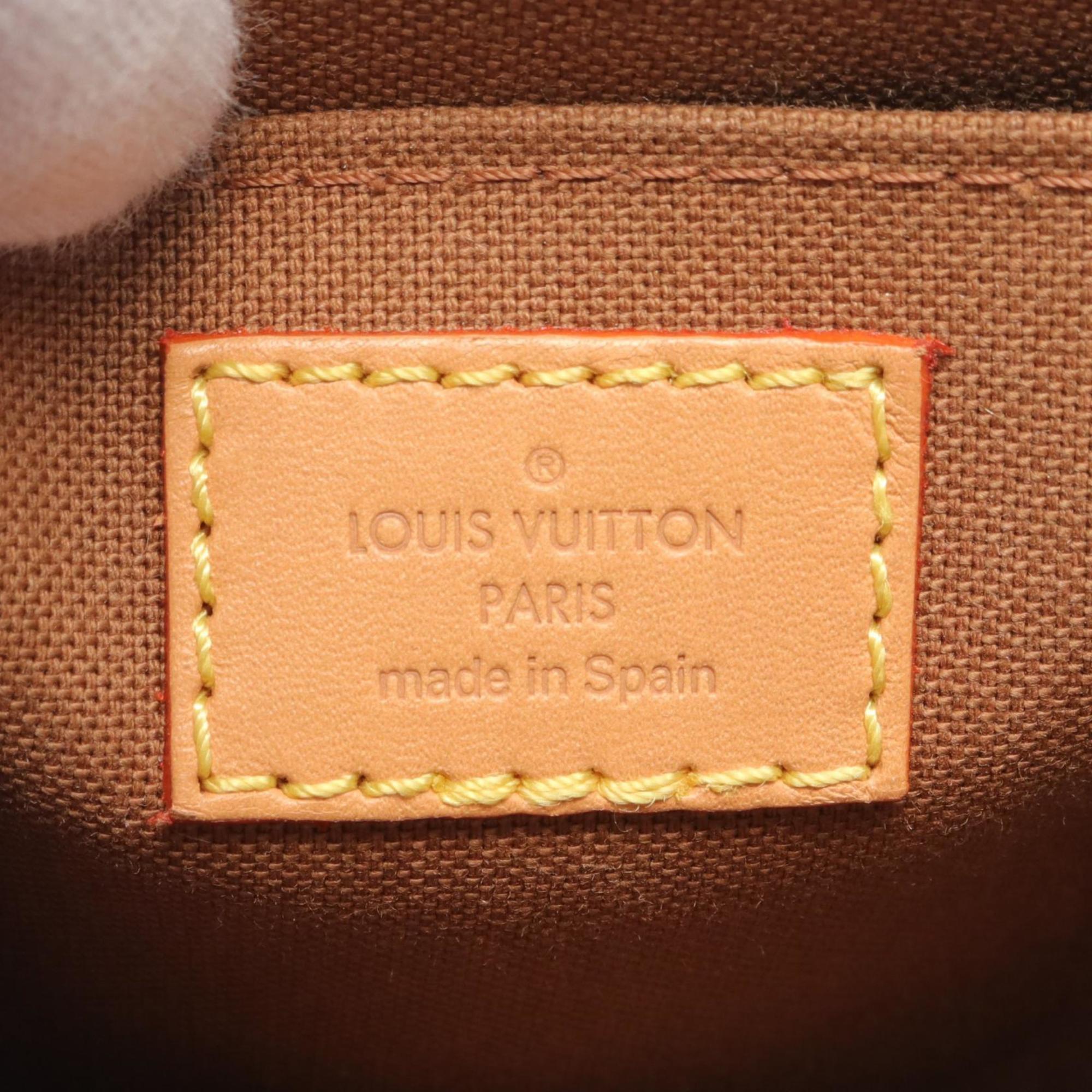 Louis Vuitton Petite Sac Plat Handbag Bag Coated Canvas Leather Monogram Women's Brown M69442