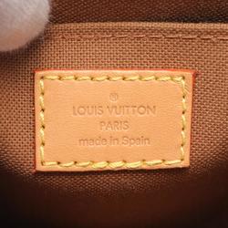 Louis Vuitton Petite Sac Plat Handbag Bag Coated Canvas Leather Monogram Women's Brown M69442