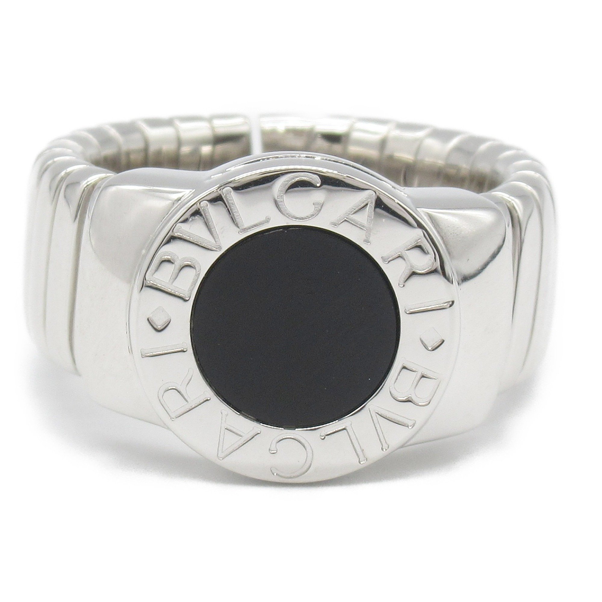 BVLGARI Tubogas Circle Onyx Ring K18WG (White Gold) Men's Women's Black