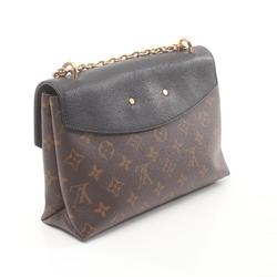 Louis Vuitton Saint Placide Shoulder Bag, Coated Canvas, Leather, Monogram, Women's, Brown, Black, M43714