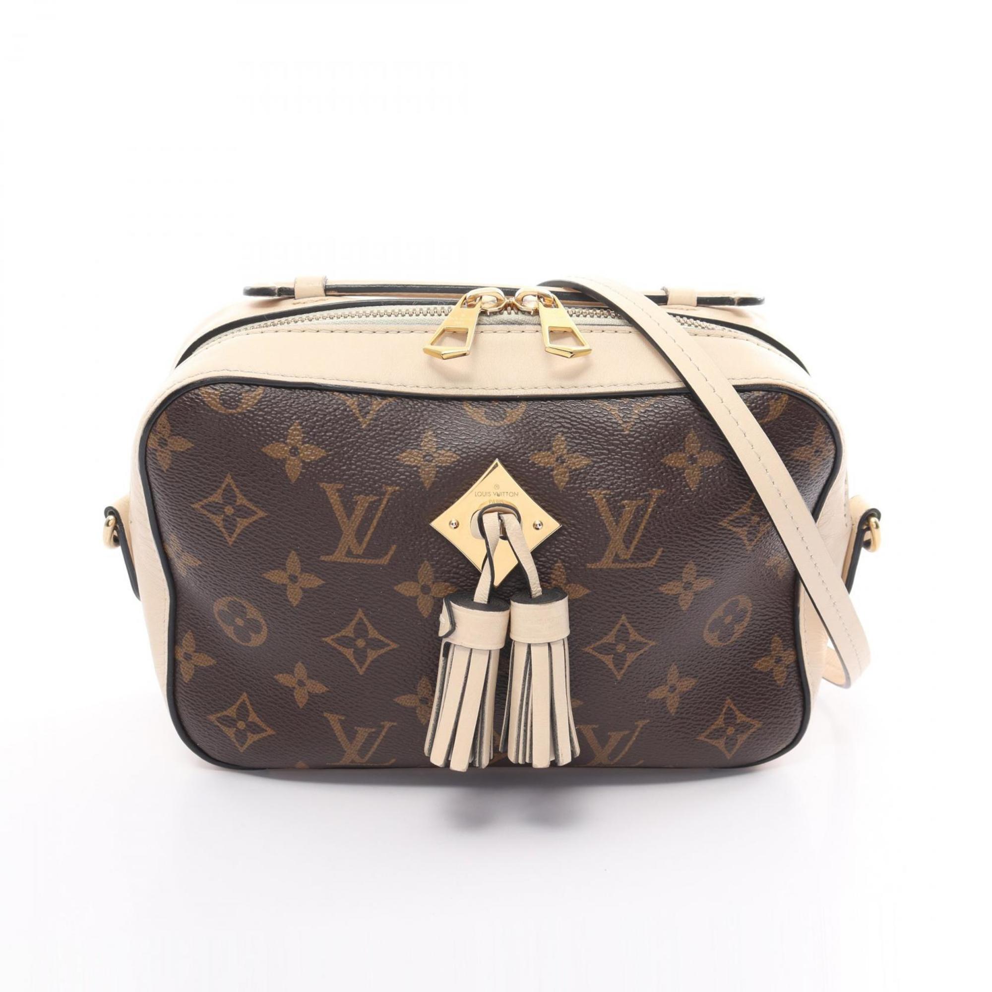 Louis Vuitton LOUIS VUITTON Saintonge Monogram Creme Shoulder Bag Coated Canvas Leather Women's Brown Ivory M43559