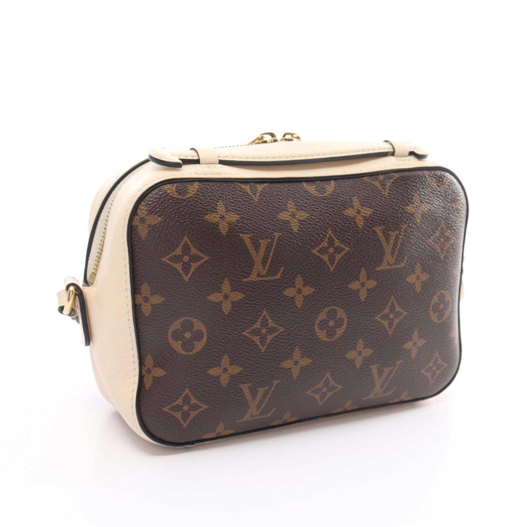 Louis Vuitton LOUIS VUITTON Saintonge Monogram Creme Shoulder Bag Coated Canvas Leather Women's Brown Ivory M43559