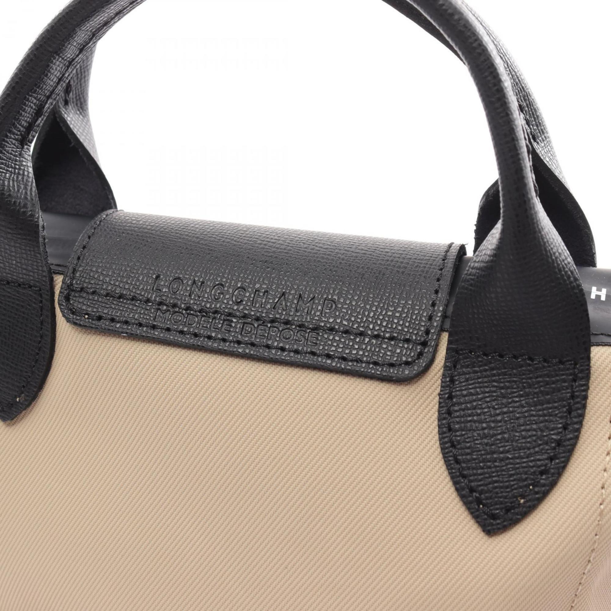 Longchamp Le Pliage Energy XS Bag Handbag Leather Polyamide Canvas Women's Beige Black L1500HSR299