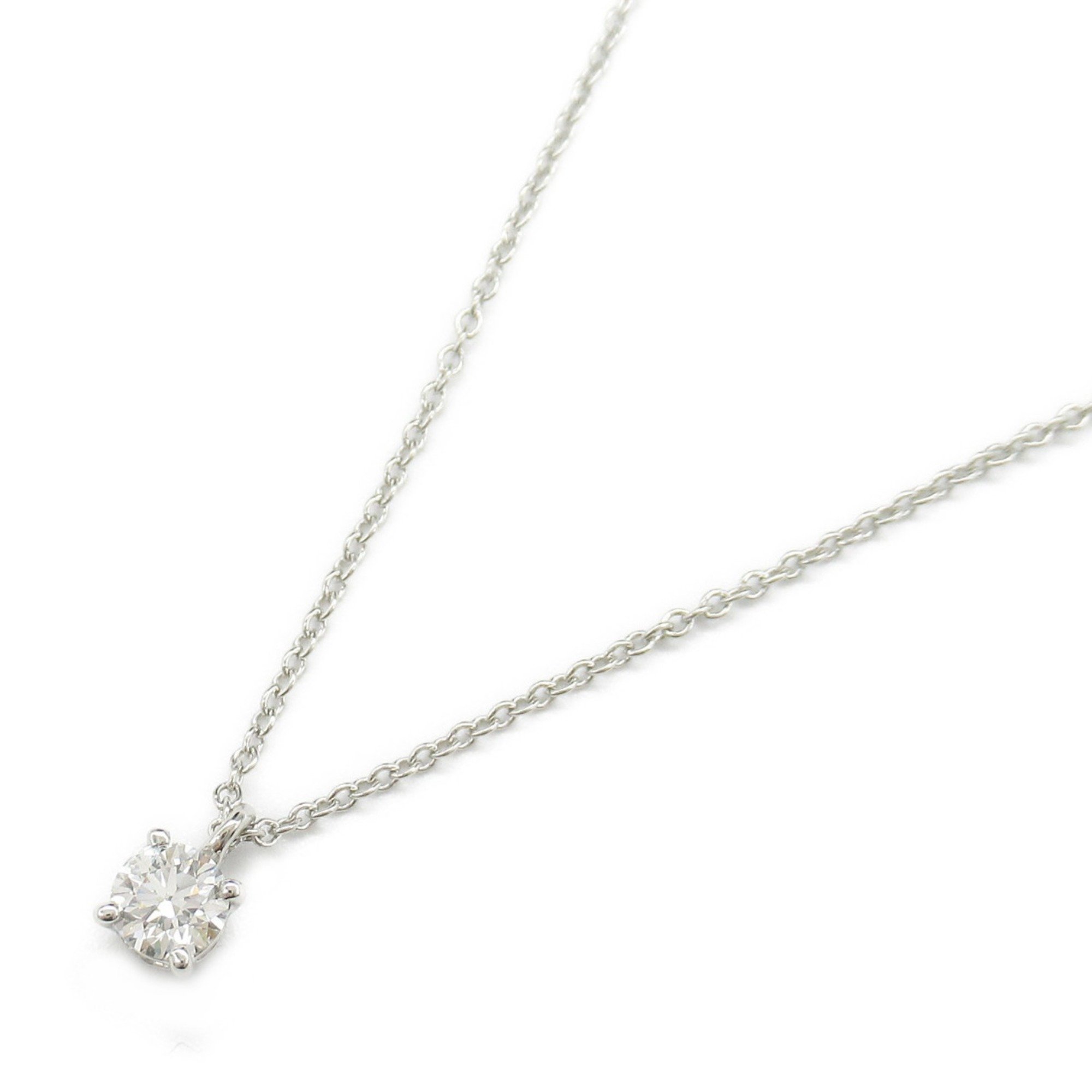 Tiffany & Co. Solitaire Necklace, Pt950 Platinum, Diamond, Women's, Clear