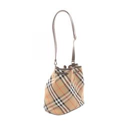 Burberry Check Shoulder Bag Canvas Leather Women's Beige Brown Multicolor 8093869