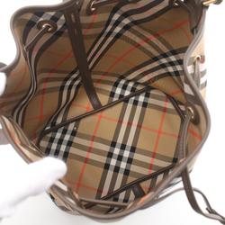 Burberry Check Shoulder Bag Canvas Leather Women's Beige Brown Multicolor 8093869