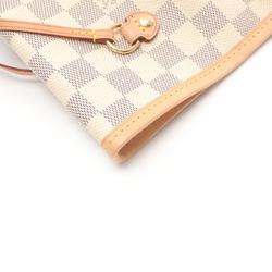 Louis Vuitton Neverfull MM Tote Bag, Coated Canvas, Leather, Damier Azur, Women's, White, N40604