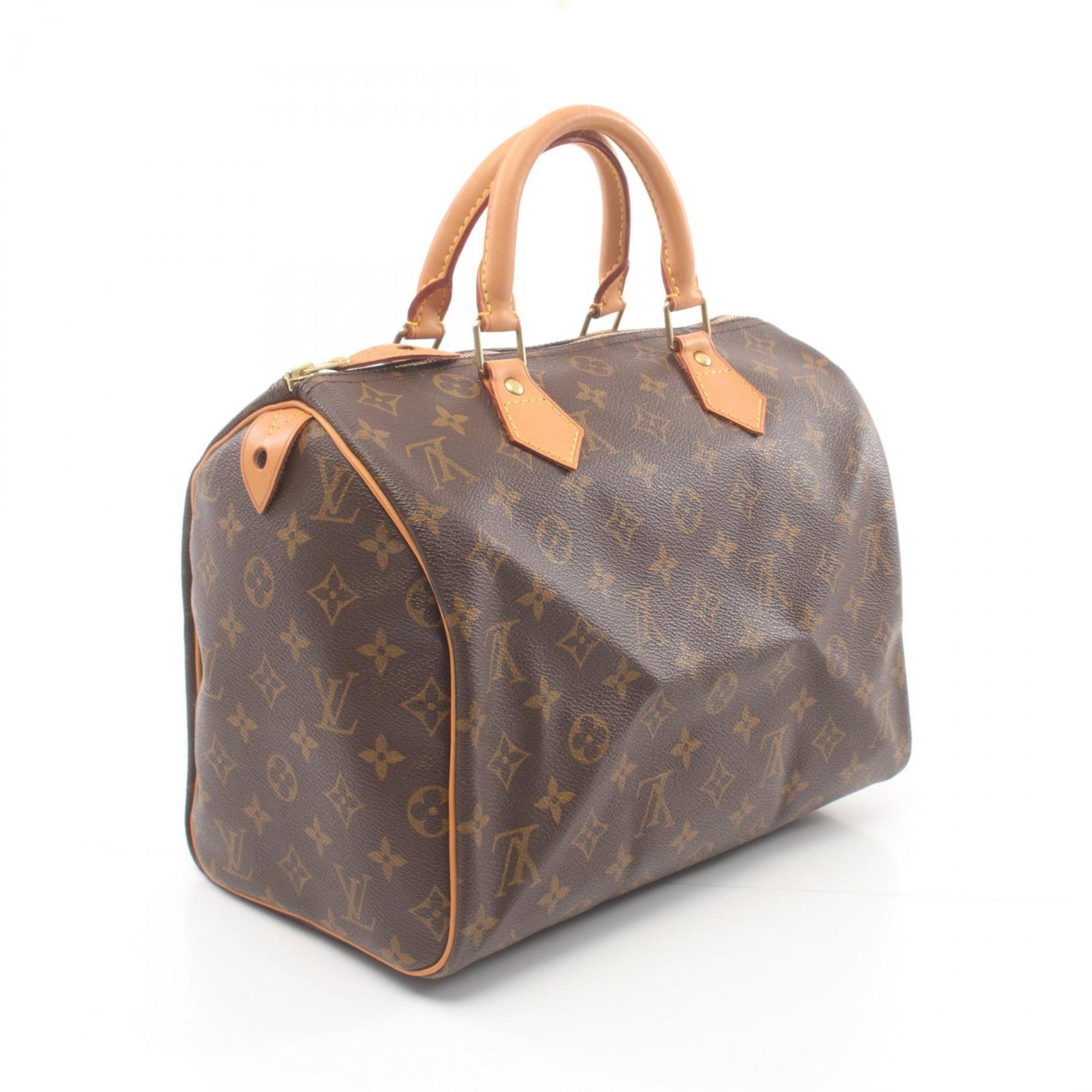 Louis Vuitton Speedy 30 Handbag Bag Coated Canvas Leather Monogram Women's Brown M41526