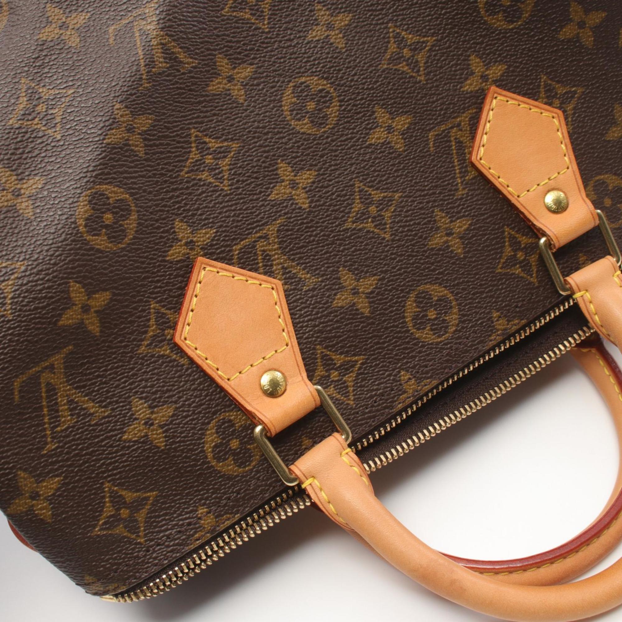 Louis Vuitton Speedy 30 Handbag Bag Coated Canvas Leather Monogram Women's Brown M41526