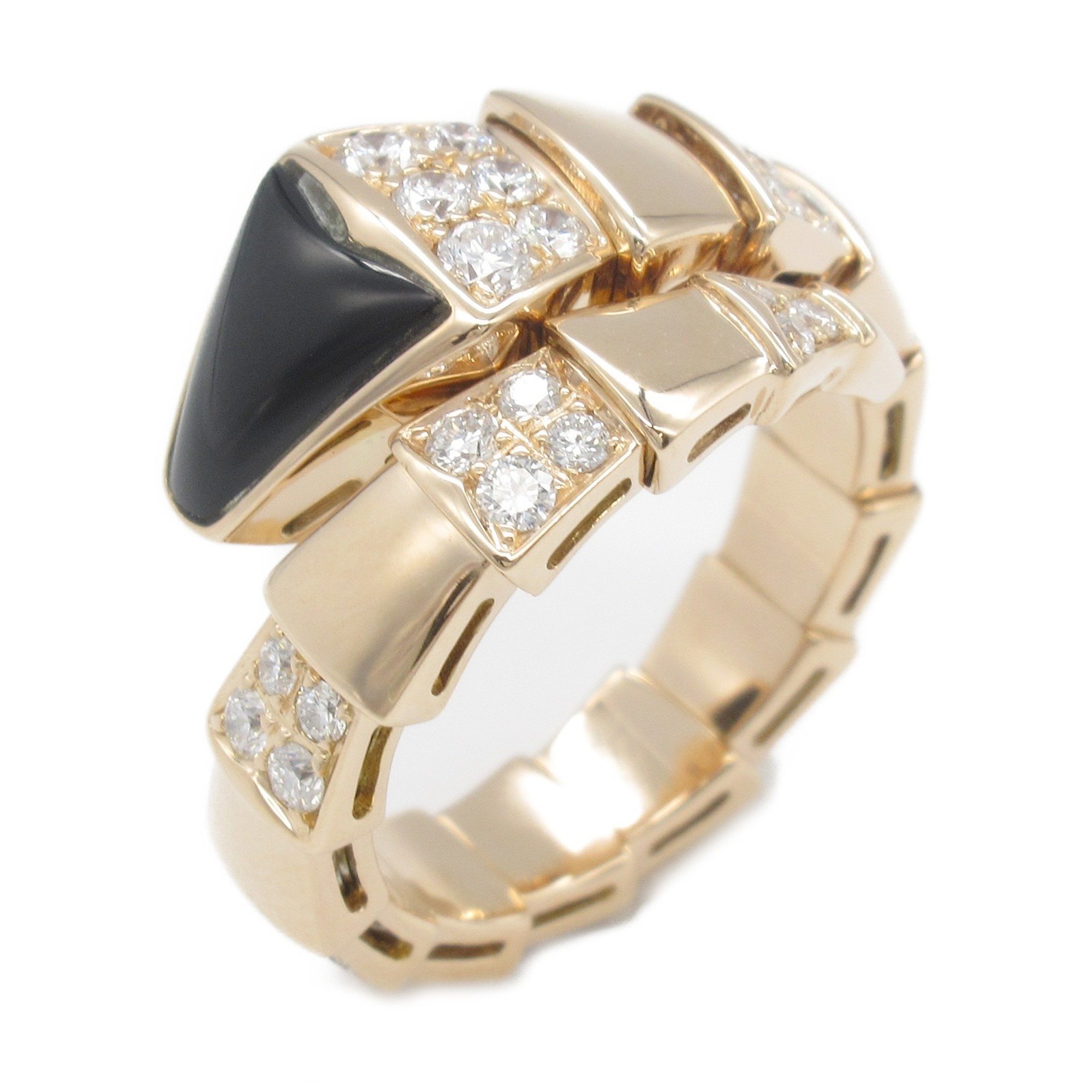 BVLGARI Serpenti Viper Ring L K18PG (pink gold) Diamond Onyx Ladies Clear Black AN855315