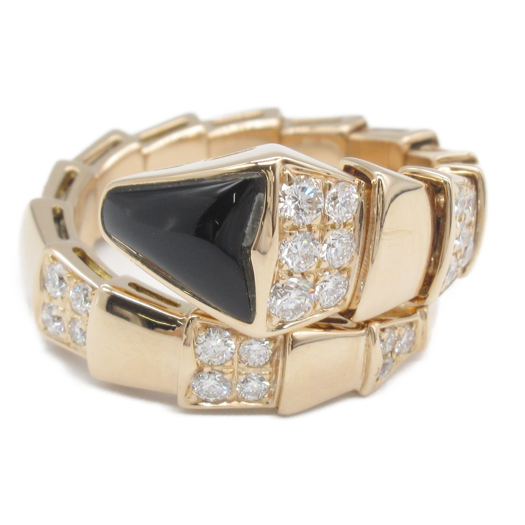 BVLGARI Serpenti Viper Ring L K18PG (pink gold) Diamond Onyx Ladies Clear Black AN855315