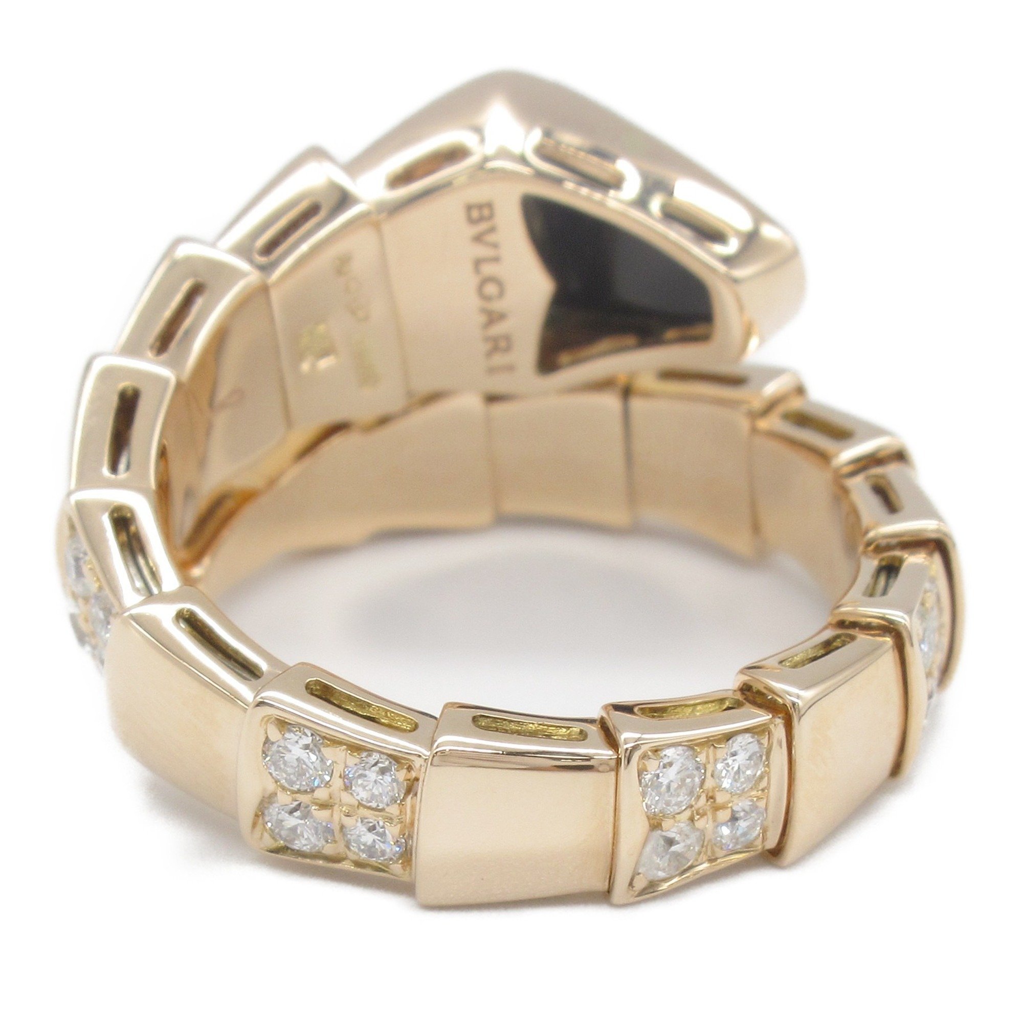 BVLGARI Serpenti Viper Ring L K18PG (pink gold) Diamond Onyx Ladies Clear Black AN855315