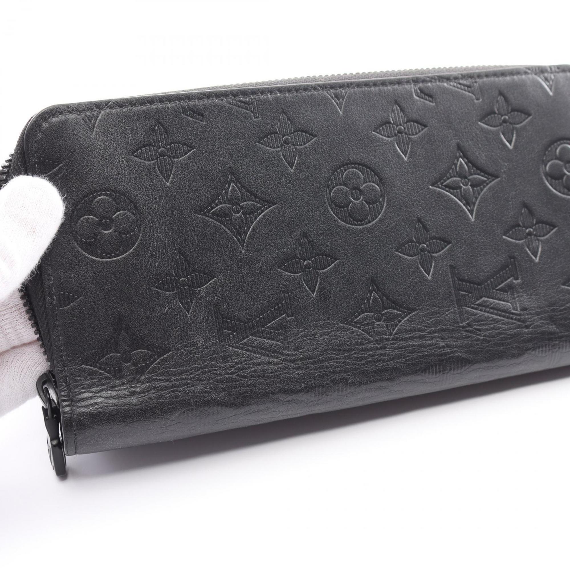 Louis Vuitton LOUIS VUITTON Zippy Wallet Vertical Monogram Shadow Round Long Leather Men's Black M62902