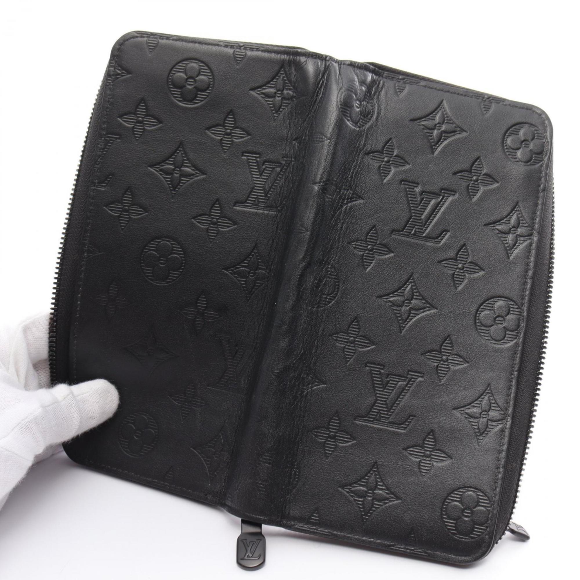 Louis Vuitton LOUIS VUITTON Zippy Wallet Vertical Monogram Shadow Round Long Leather Men's Black M62902