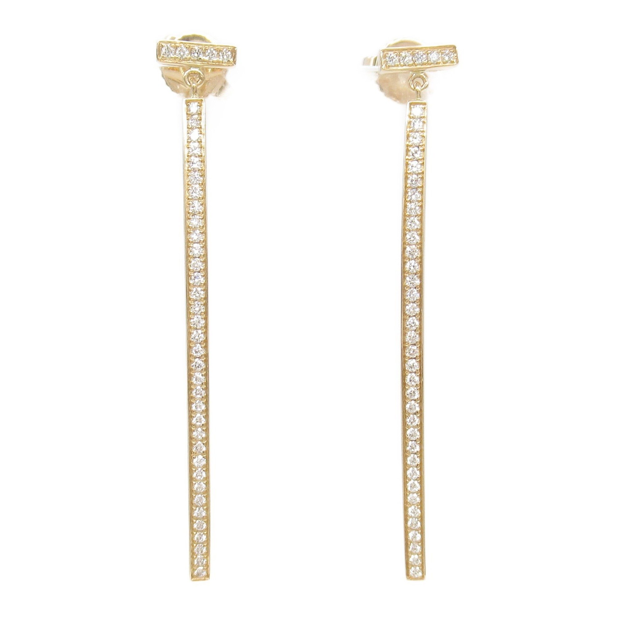 Tiffany & Co. T Diamond Earrings, K18PG (pink gold), diamond, ladies, clear