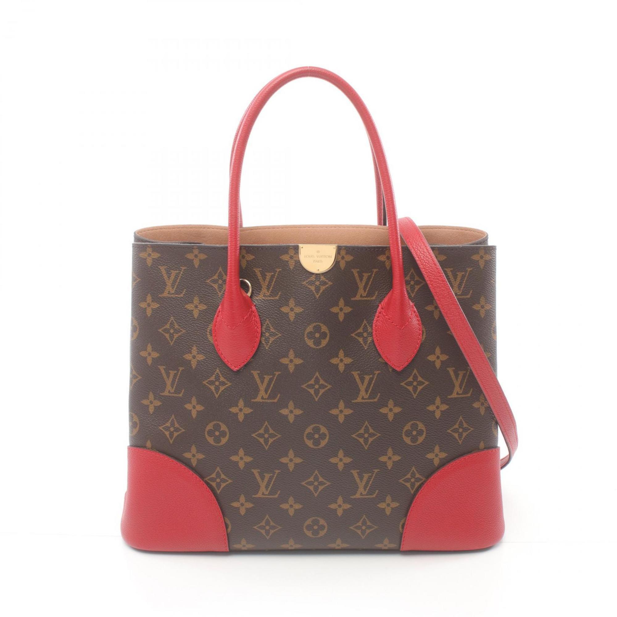 Louis Vuitton Flandrin Tote Bag, Coated Canvas, Leather, Monogram, Women's, Brown, Red, M41596